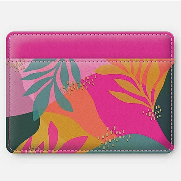 Lady Jayne Sunlit Leaves Multicolored Vegan Faux Leather Credit Card Wallet NWT - Picture 3 of 6